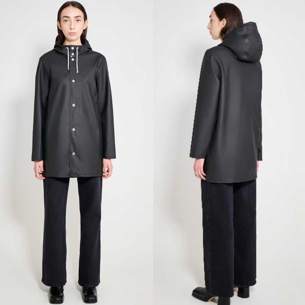 Stutterheim Stockholm Lightweight Raincoat UNISEX Black Size M Coastal Outdoor